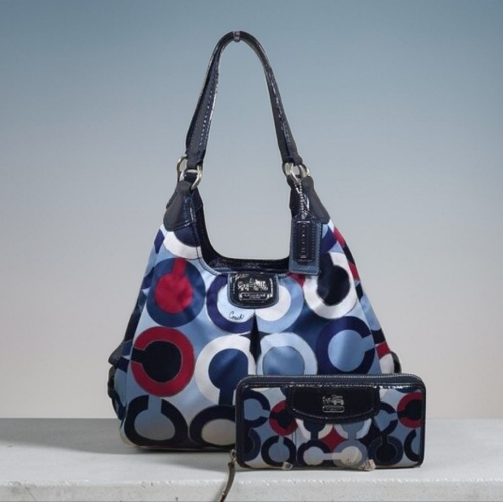 Coach Madison Graphic Op Art Maggie Shoulder Bag and Matching Wallet - Picture 1 of 16